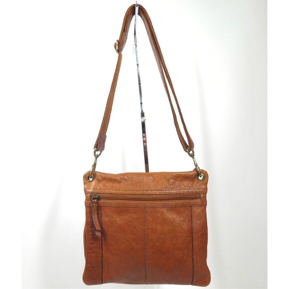 Vtg Fossil Colorful Patchwork Camel Brown Leather Crossbody Shoulder Bag KEY - Picture 2 of 8